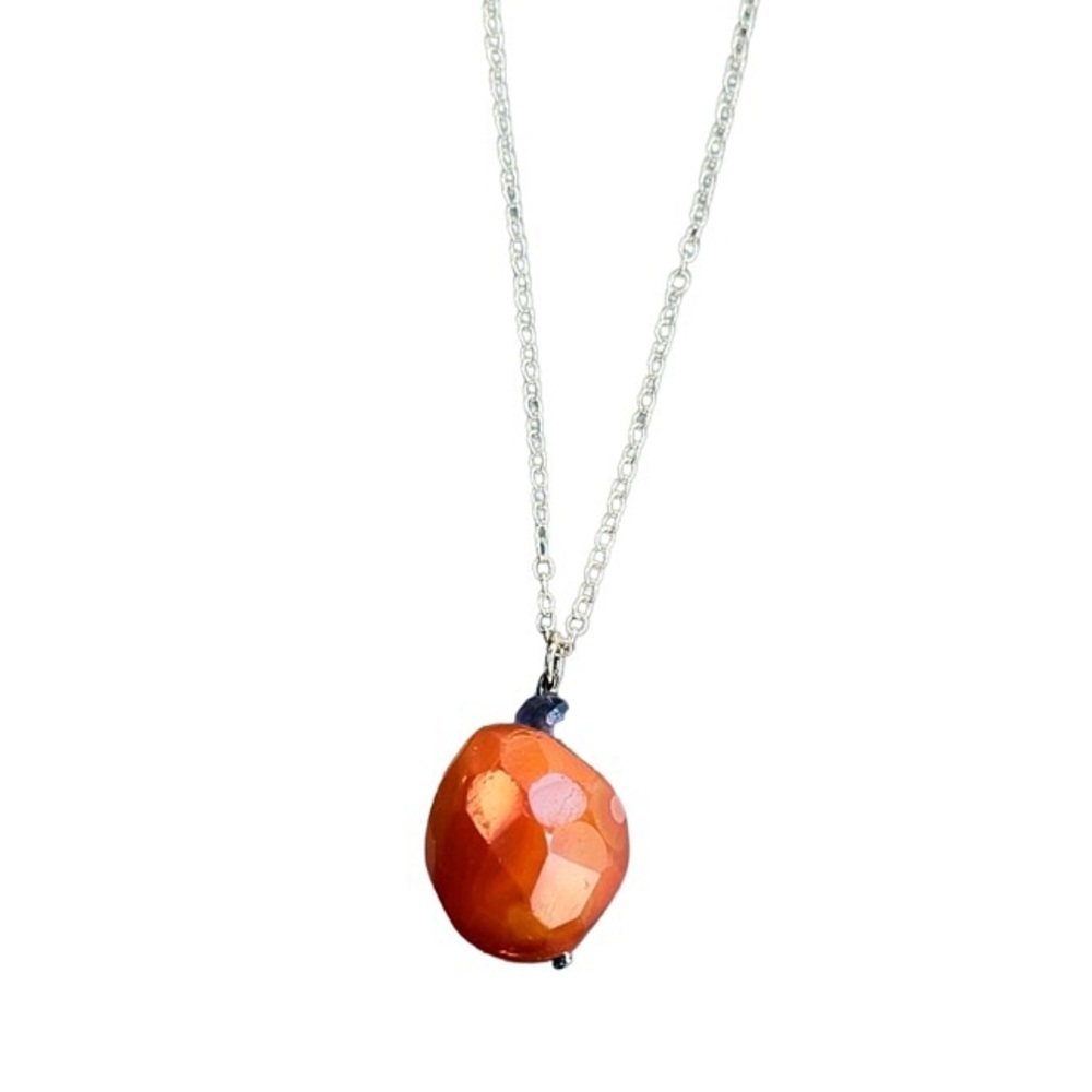 Genuine hand faceted Carnelian Amethyst Necklace! - Picture 2 of 5